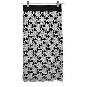 Free People X KAS Lace‎ Floral Pencil Skirt Sheer Mini Lining Size Medium